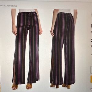 FIGUE wide-leg silk striped pants